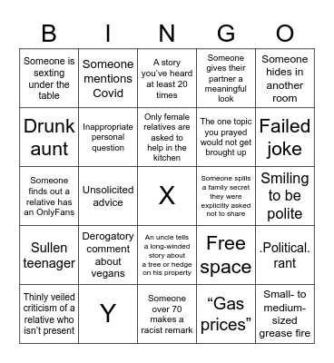 Thanksgiving Bingo Card
