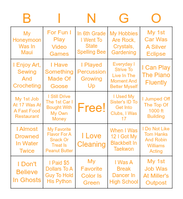 Fun At Work Bingo Card