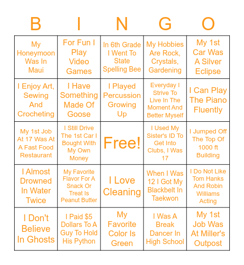 Fun At Work Bingo Card