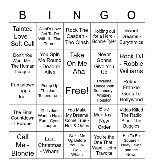 Bingo Bango Bongo Bingo Card