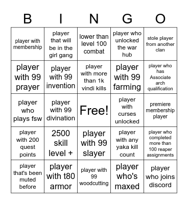 Vitality Recruiting Bingo Card