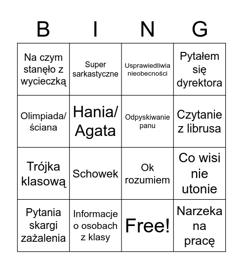 Bingo Andrzeja Bingo Card