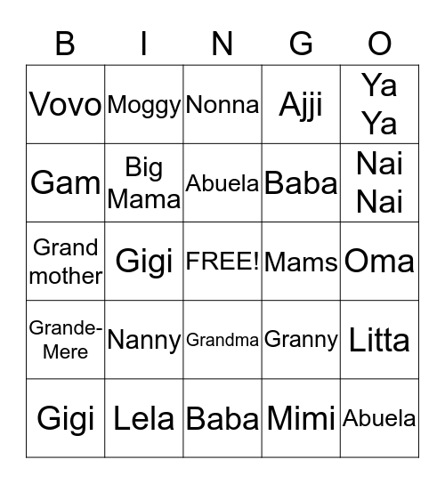 The Mitten Bingo Card