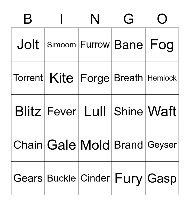 Steel s bingo card round 1 bingo card