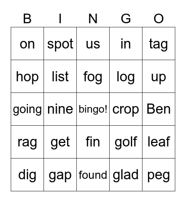 g-o-u-l-f-b Bingo Card