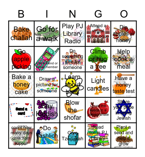 Rosh Hashanah Bingo Card