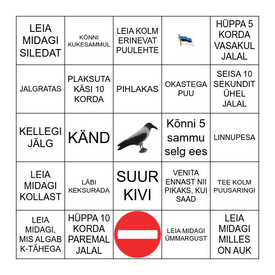 LIIGU, MÄRKA JA LEIA! Bingo Card