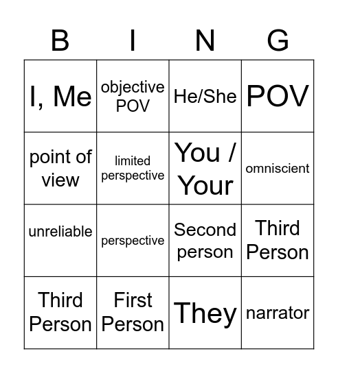 Point of View Bingo Card