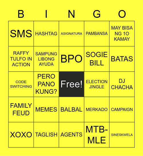 PINOY BINGO Card