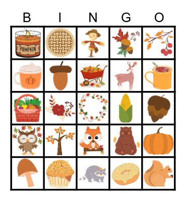 Fall Items # 2 Bingo Card
