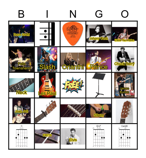 Guitar  Bingo - Mr Warnick V. 4 Bingo Card