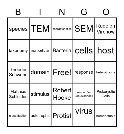 Unit 1/ Module 1/ Lesson 1 Bingo Card