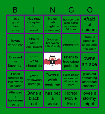 Virtual Halloween BINGO Card