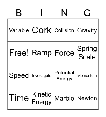 Force and Motion Review! Bingo Card