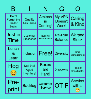 Box Business Customer Service Bingo Card