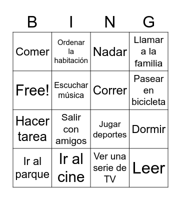 En tu tiempo libre, ¿te gusta...? Bingo Card