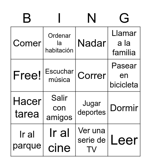 En tu tiempo libre, ¿te gusta...? Bingo Card