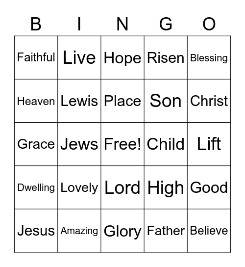 October 9 Worship Words (Listen for these words and mark them)  No prizes - just for fun Bingo Card