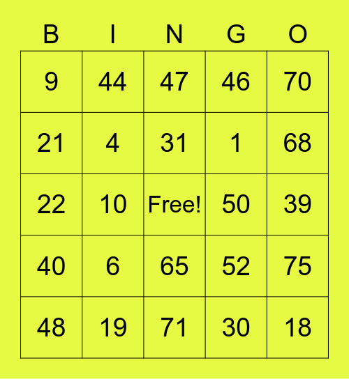 6Bingo Card