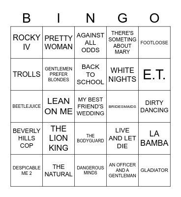 MOVIES B Bingo Card