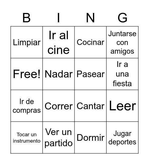 En tu tiempo libre, ¿te gusta...? Bingo Card