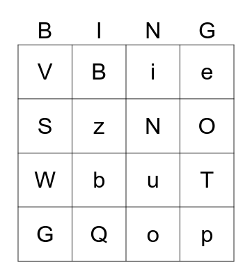 Alphabet Bingo Card