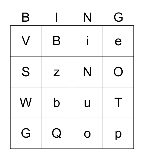 Alphabet Bingo Card