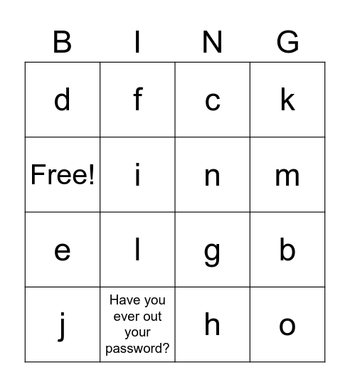 Forda Bingo Card