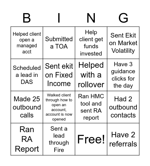 ISR Bingo Card