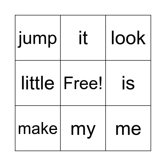 Sight Words 3 Bingo Card