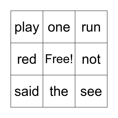 Sight Words 4 Bingo Card