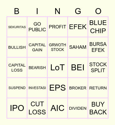 AIC Bingo Card