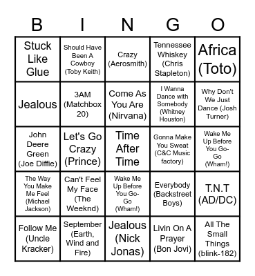 HEUC Music Bingo Card