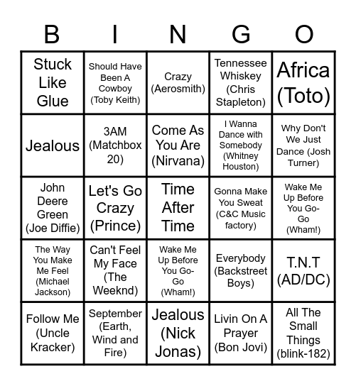 HEUC Music Bingo Card