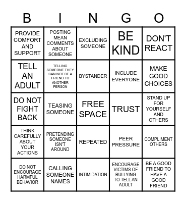 BULLY BINGO Card