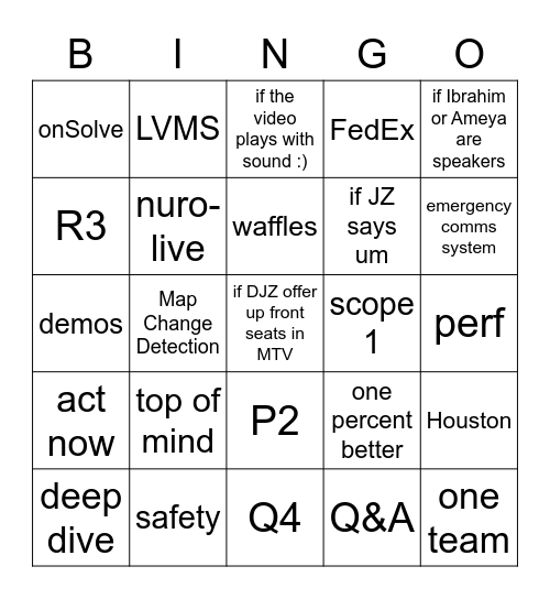 nuro-live October Bingo Card