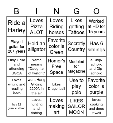 CAM Bingo Card