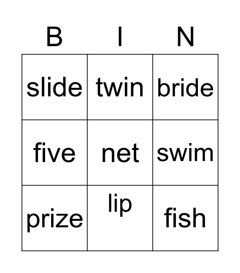 word Bingo Card