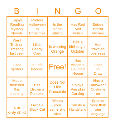 HALLOWEEN -  FIND THE FRIEND WHO... Bingo Card