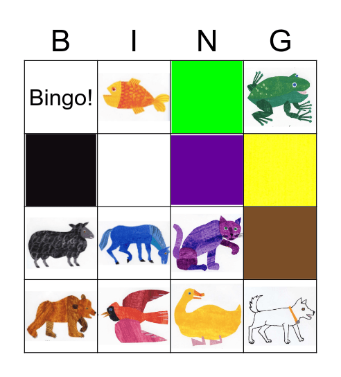 colours Bingo Card