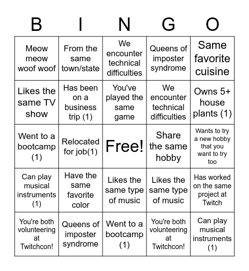 Work Bingo Card