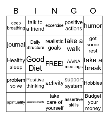 HEALTHY LIVING   Bingo Card