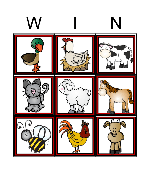 Book, Book, Book! Farm Sounds Bingo Card