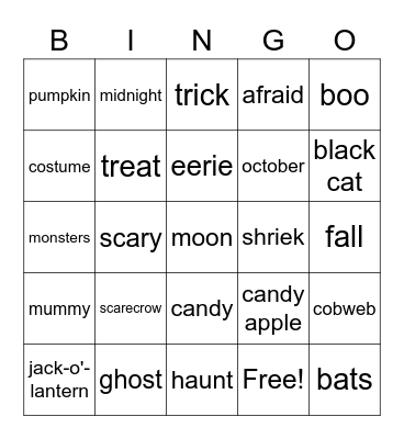 Spooky Bingo Card
