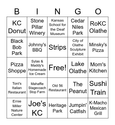 B-I-N-G-Olathe Bingo Card