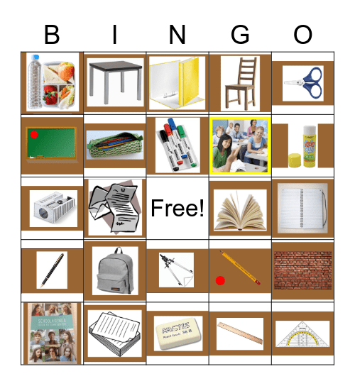 Bingo - de boekentas - de pennenzak - de klas Bingo Card