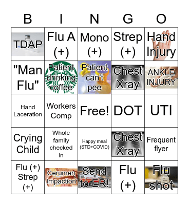URGENT CARE BINGO Card