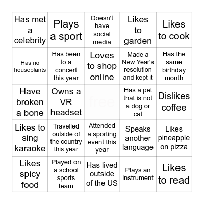 Find Someone Who - Find a different person for each box Bingo Card