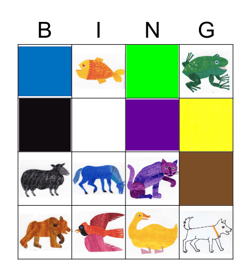 colours Bingo Card