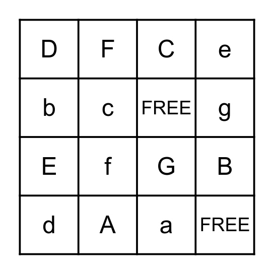 Letters Bingo Card